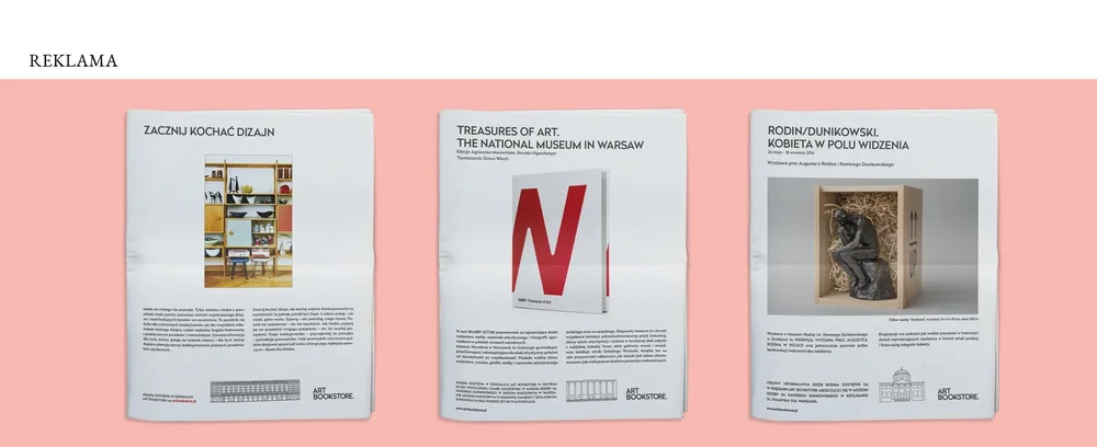 Art Bookstore — reklamy prasowe: Zacznij kochać dizajn, katalogi wydawnicze