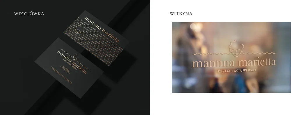 Mamma Marietta — projekt wizytówek i szyldu witryny
