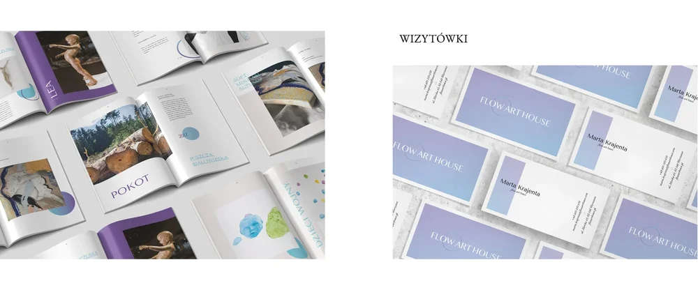 Flow Art House — rozkładówki katalogu aukcyjnego i projekt wizytówek