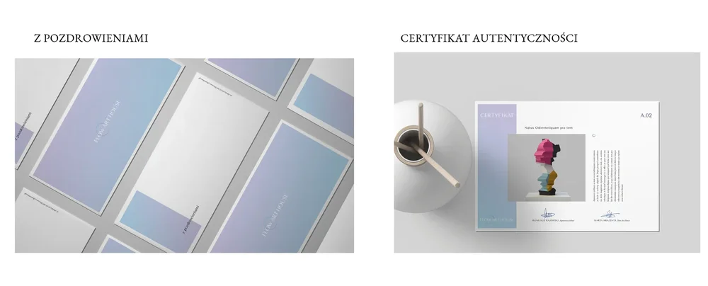 Flow Art House — system stationery i certyfikat autentyczności dzieła sztuki