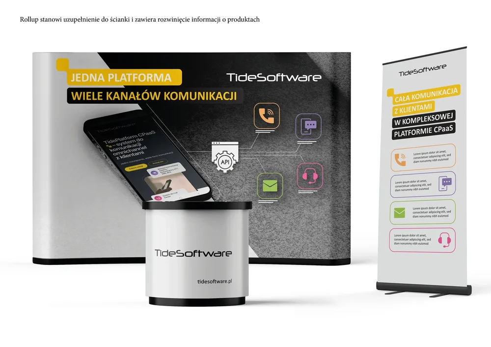 TideSoftware — system wystawienniczy: ścianka i roll-up z brandingiem CPaaS